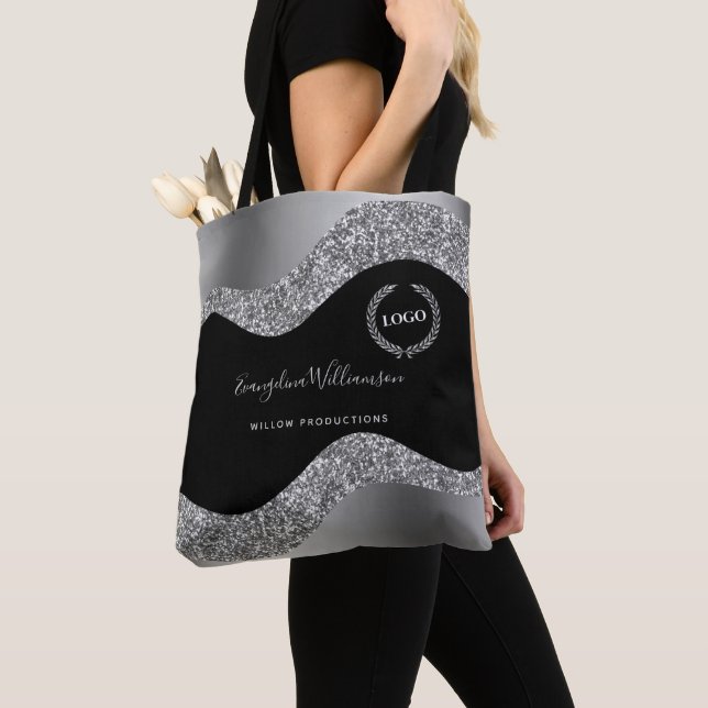 Elegantes Silver Black Glam Logo (Von Nahem)