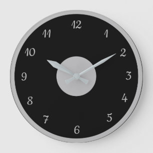 Elegantes Silver Black Modernes Dekorativ Große Wanduhr