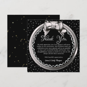 Elegantes Silver Black Wedding Anniversary Design Dankeskarte