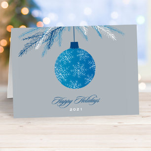 Elegantes Silver Blue Happy Holidays Business Feiertagskarte