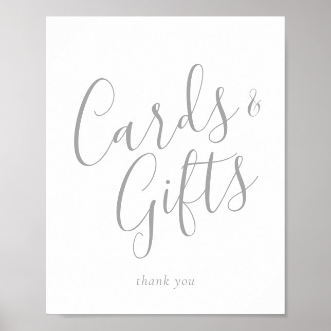 Elegantes Silver Calligraphy Cards und Geschenkzei Poster (Vorne)