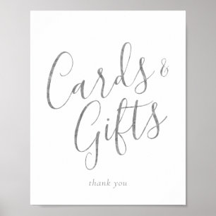 Elegantes Silver Calligraphy Cards und Geschenkzei Poster