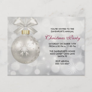 Elegantes Silver Christmas Ball Party Einladung Postkarte