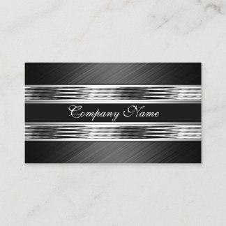 Elegantes Silver Chrome Metal Black 2 Visitenkarte