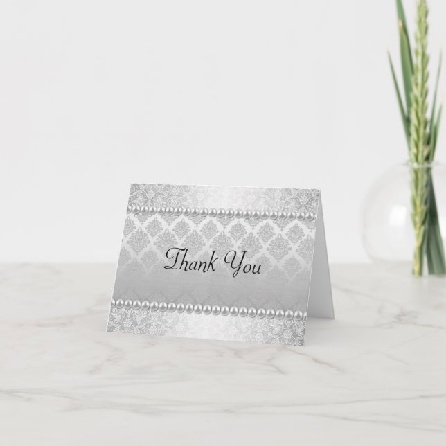 Elegantes Silver Dankeschön Card Dankeskarte (Vorderseite)