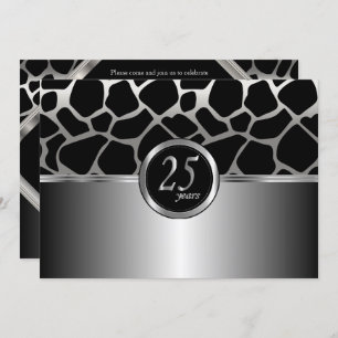 Elegantes Silver Design 25 Jahre alt Einladung