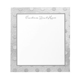 Elegantes Silver Dot Pattern Glam Personalisiert Notizblock