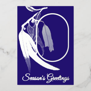 Elegantes Silver Foto Botanische Wasserfarbe Weihn Folien Feiertagskarte