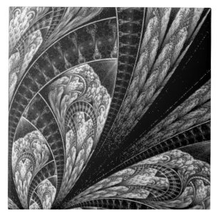 Elegantes Silver Fraktal Design Fliese