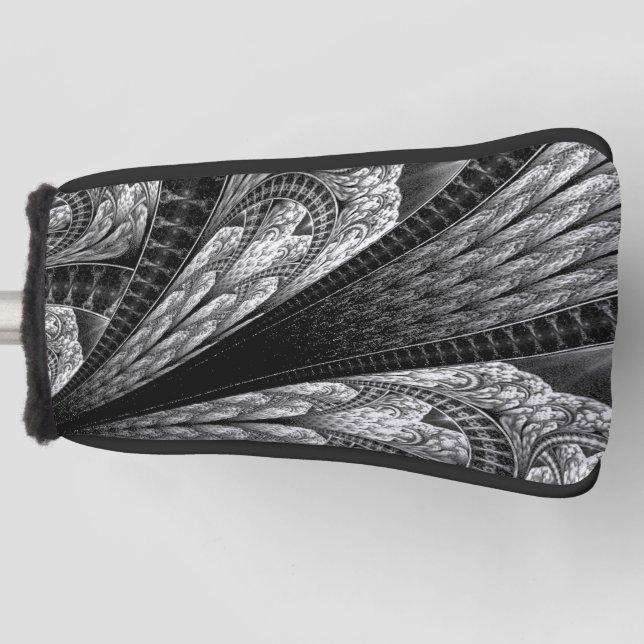 Elegantes Silver Fraktal Design Golf Headcover (Vorderseite)