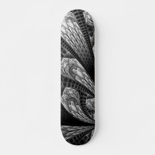 Elegantes Silver Fraktal Design Skateboard