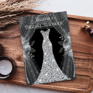 Elegantes Silver Gardinen Dress Brautparty laden Einladung