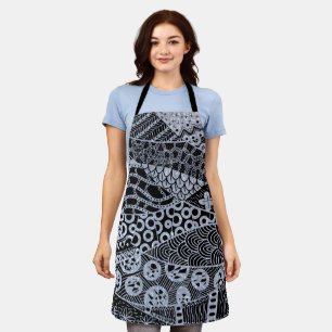 Elegantes Silver Geometric Abstrakt Tribal Muster Schürze