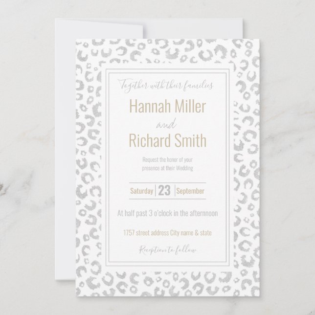 Elegantes Silver Glitzer Leopard Muster (Vorderseite)