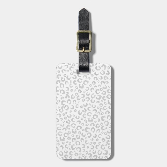 Elegantes Silver Glitzer Leopard Muster Gepäckanhänger (Vorderseite vertikal)