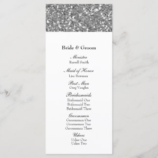 Elegantes Silver Glitzer Look Wedding Programm