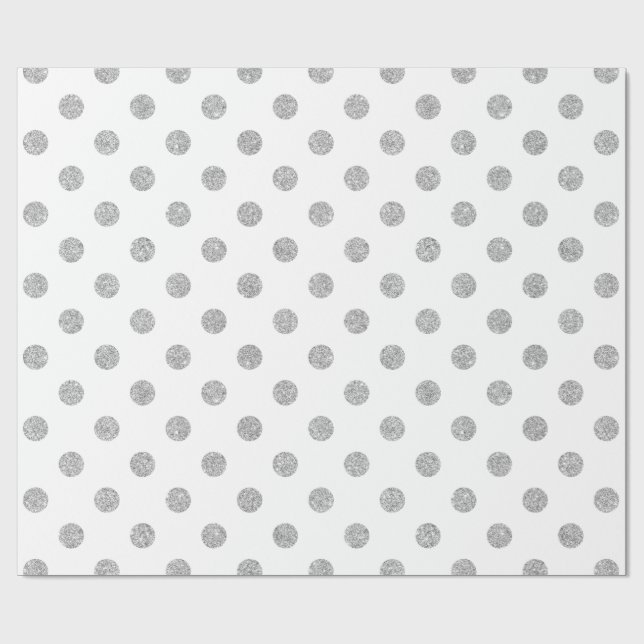 Elegantes Silver Glitzer Polka Dots Muster Geschenkpapier (Flach)