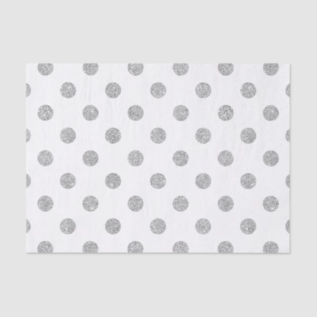 Elegantes Silver Glitzer Polka Dots Muster Seidenpapier (Vorderseite)