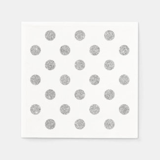 Elegantes Silver Glitzer Polka Dots Muster Serviette