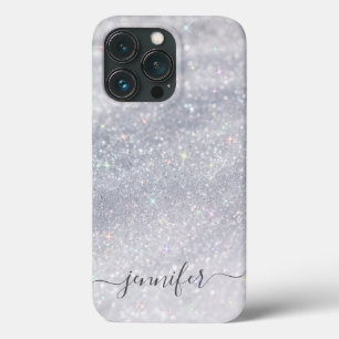 Elegantes Silver Glitzer Script Individuelle Nam Case-Mate iPhone Hülle