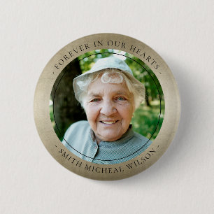 Elegantes Silver Gray Foil Beileid Memorial Foto Button