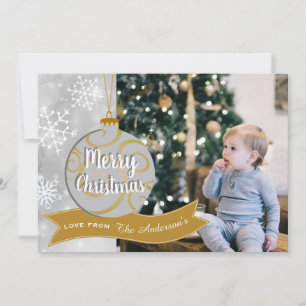 Elegantes Silver Gray Gold Bauble Foto Weihnachten