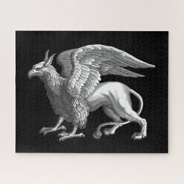 Elegantes Silver Gray / Graues Griffin Legendary B Puzzle (Horizontal)