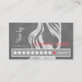 Elegantes Silver Gray Leather Look Haar Salon Punc Treuekarte