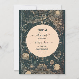 Elegantes Silver Green Tarot Brautparty Einladung