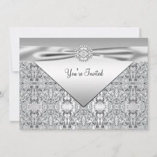 Elegantes Silver Jeder Anlass Party Einladung