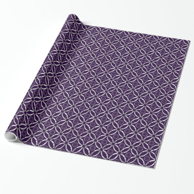 Elegantes Silver & Lila Geometric Muster Geschenkpapier (Ungerollt)