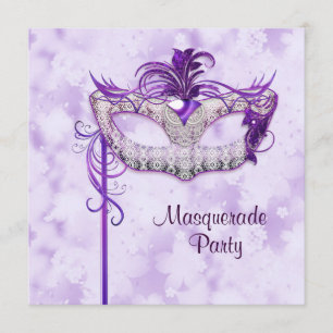 Elegantes Silver Lila Masquerade Party Einladung