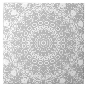 Elegantes Silver Mandala Muster Fliese