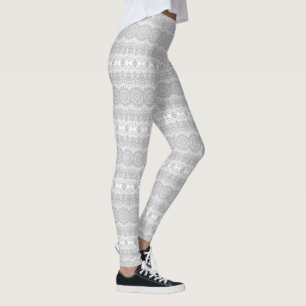 Elegantes Silver Mandala Muster Leggings