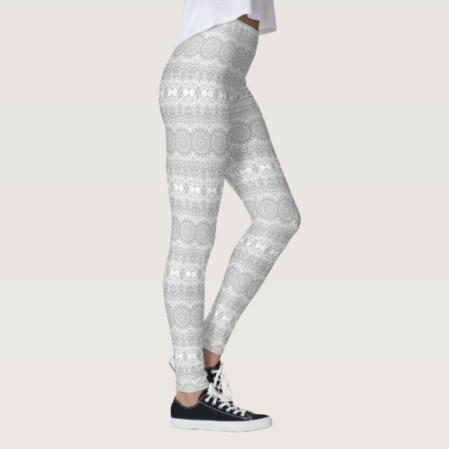 Elegantes Silver Mandala Muster Leggings (Rechts)