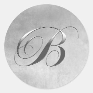 Elegantes Silver Monogram B Runder Aufkleber
