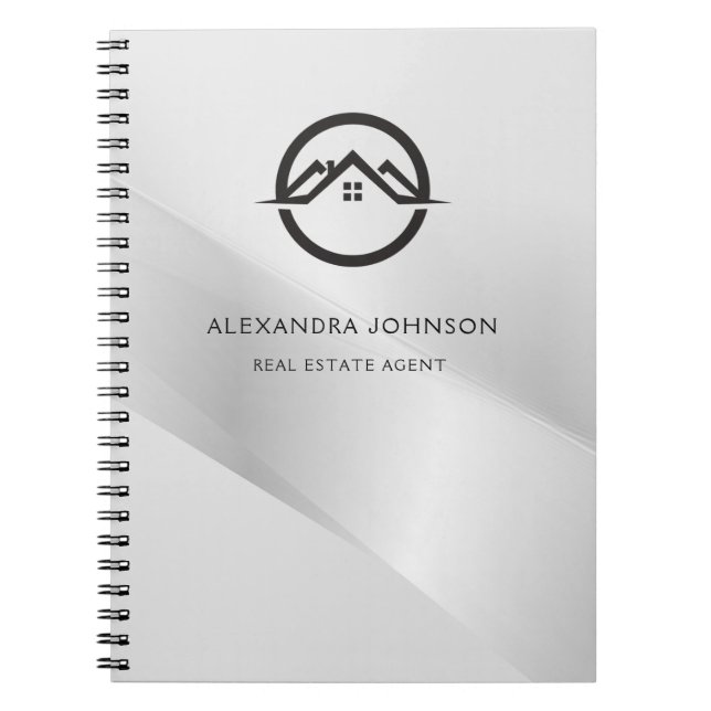Elegantes Silver Real Anwesen Notizblock (Vorderseite)