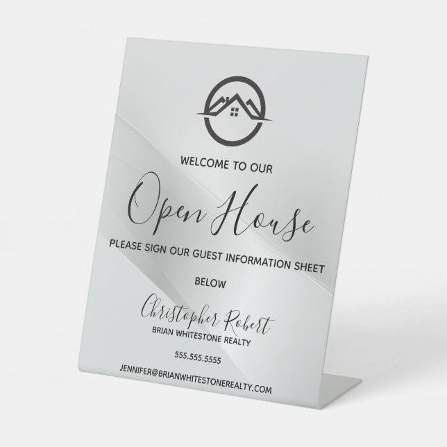 Elegantes Silver Real Anwesen Sockelschild (Vorderseite)