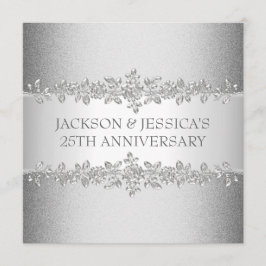 Elegantes Silver Rose 25-jähriges Party Einladung