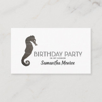 Elegantes Silver Seepferd, Geburtstagsparty Ticket Begleitkarte