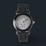Elegantes Silver Sparkle Glitzer Tropfen Monogram Armbanduhr<br><div class="desc">Girly Silver Sparkle Glitzer Tropfen Monogram Watch mit Mode-Imitate silber Glitzer Tropfen auf einem schicken Hintergrund mit Ihrem eigenen Monogramm und Namen. Bitte kontaktieren Sie uns unter cedarandstring@gmail.com ,  wenn Sie Hilfe beim Design oder den passenden Produkten benötigen.</div>