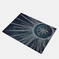 Elegantes Silver Sun Moon Doodle Mandala Blue Desi