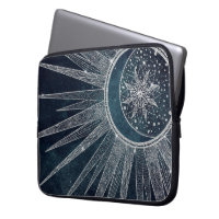 Elegantes Silver Sun Moon Doodle Mandala Blue Desi