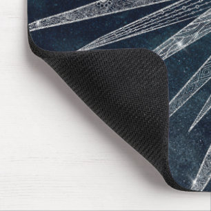 Elegantes Silver Sun Moon Doodle Mandala Blue Desi Mousepad