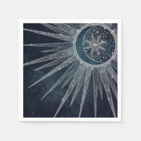 Elegantes Silver Sun Moon Doodle Mandala Blue Desi