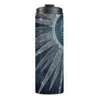 Elegantes Silver Sun Moon Doodle Mandala Blue Desi