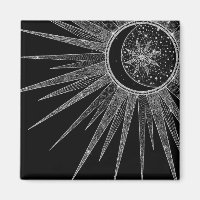 Elegantes Silver Sun Moon Mandala Black Design