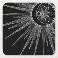 Elegantes Silver Sun Moon Mandala Black Design
