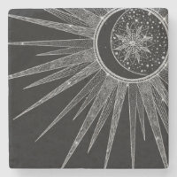 Elegantes Silver Sun Moon Mandala Black Design