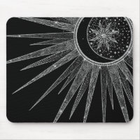 Elegantes Silver Sun Moon Mandala Schwarzes Design